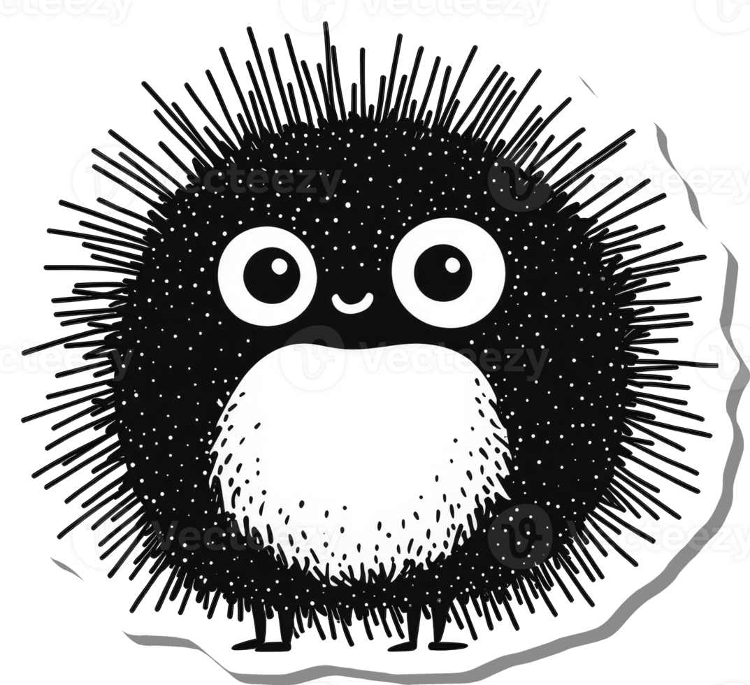Adorable Spiky Black And White Creature Illustration png