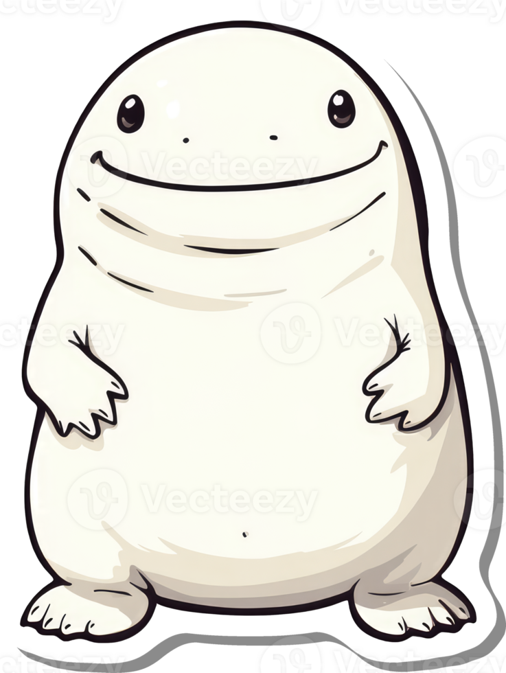 Happy White Blob Creature Cartoon Illustration png