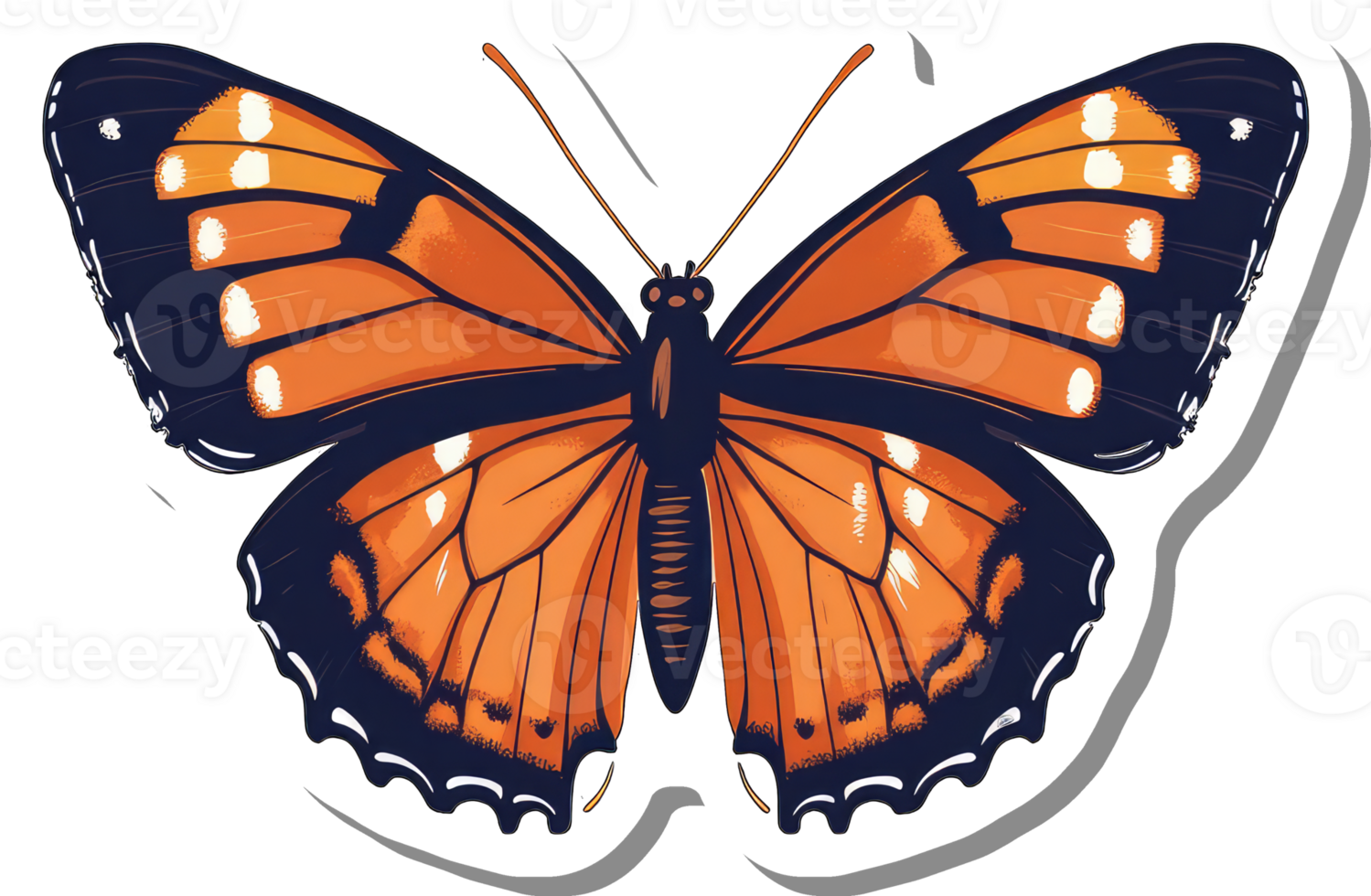 A Vivid Orange Butterfly With Dark Markings And White Spots png