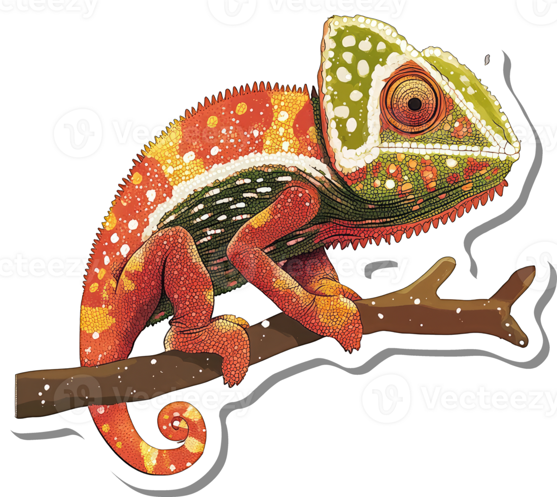 A Vibrant Chameleon Perched on a Branch png