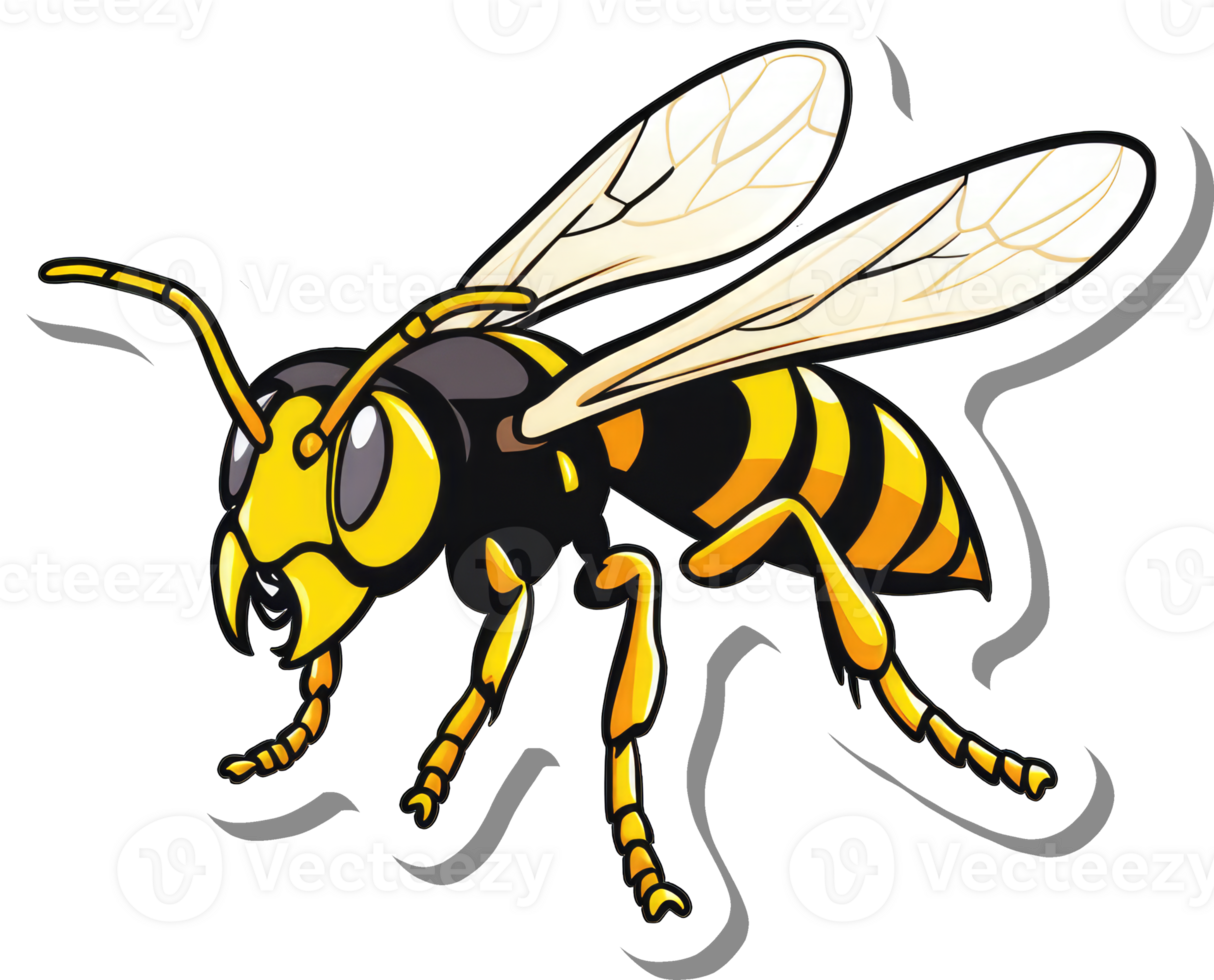 A Cartoon Wasp Illustration Shows Bold Yellow And Black Stripes png