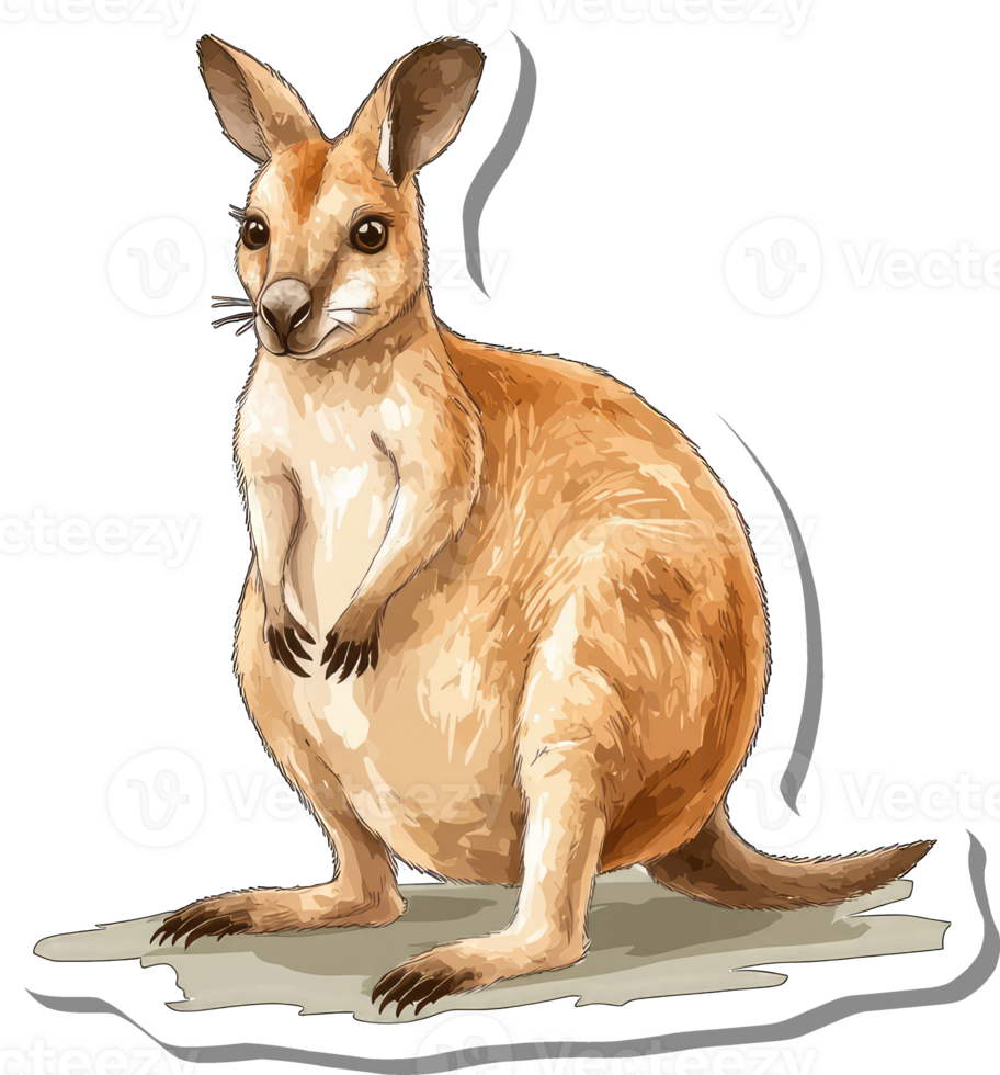 A Tan Wallaby Stands on Light Gray Ground png
