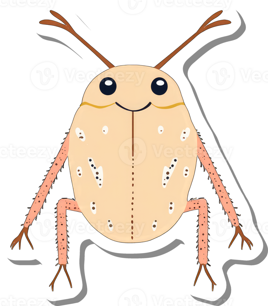 Adorable Cartoon Beige Insect With Long Legs and Antennae png
