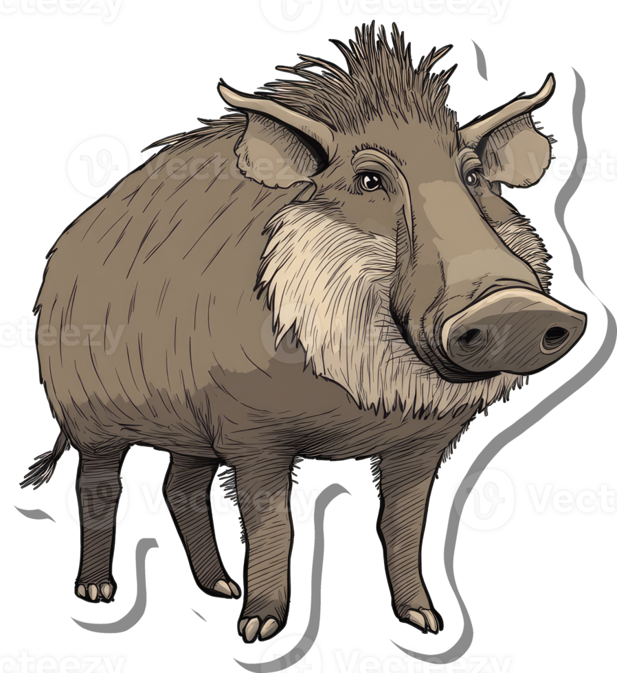 A Detailed Illustration Of A Bornean Bearded Pig png
