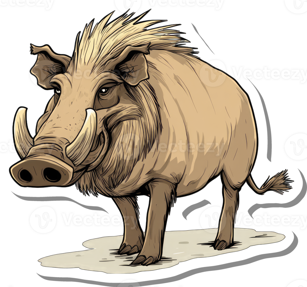 A Powerful Wild Boar Stands Proudly Displaying Its Tusks png