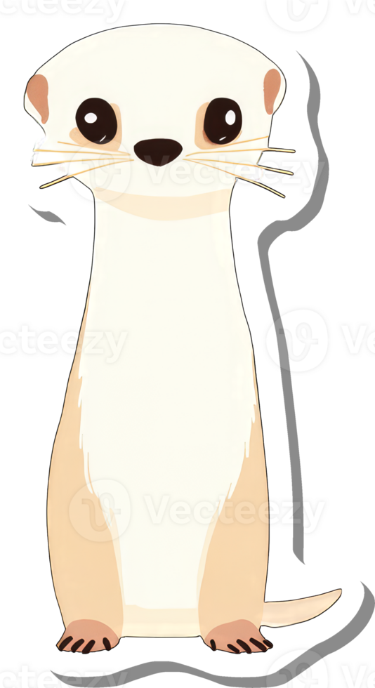 Adorable Cartoon White Ferret Standing Tall png