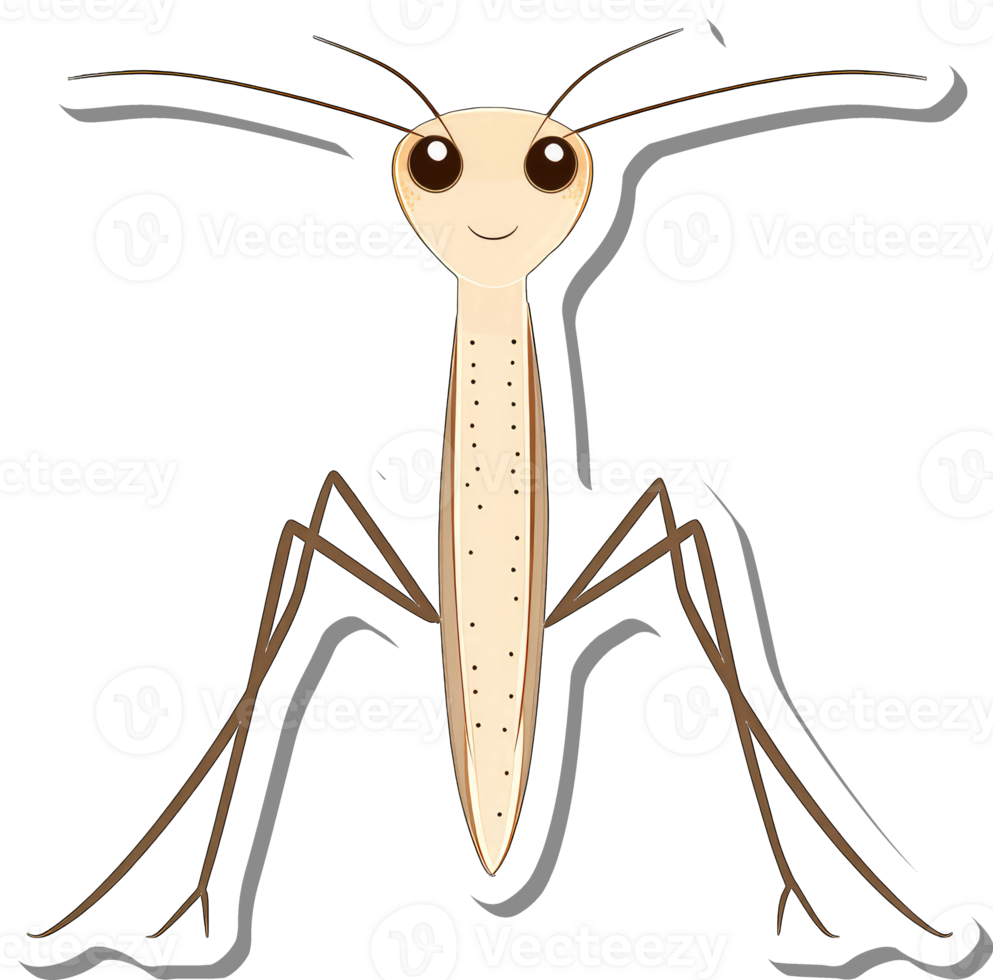 Adorable Cartoon Insect With Long Legs And Antennae png