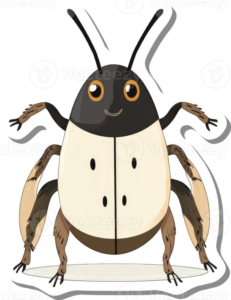 A whimsical cartoon beetle displays a cheerful expression png