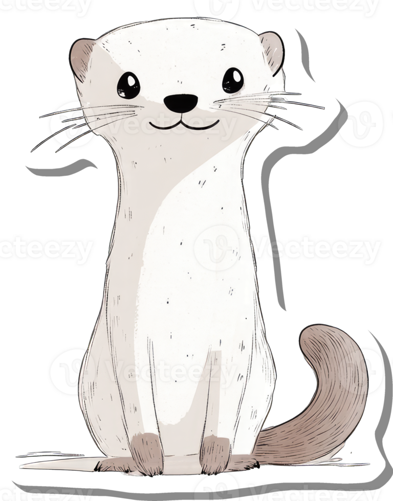 Adorable Cartoon Ermine Sitting Happily png