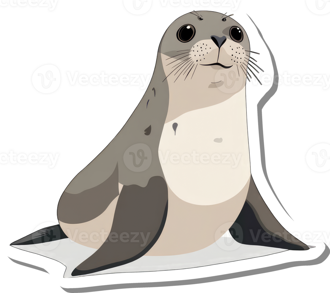 Adorable Seal Pup Sitting Calmly on White Background png