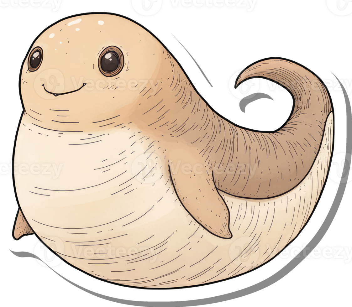 Happy Aquatic Creature With A Curled Tail png