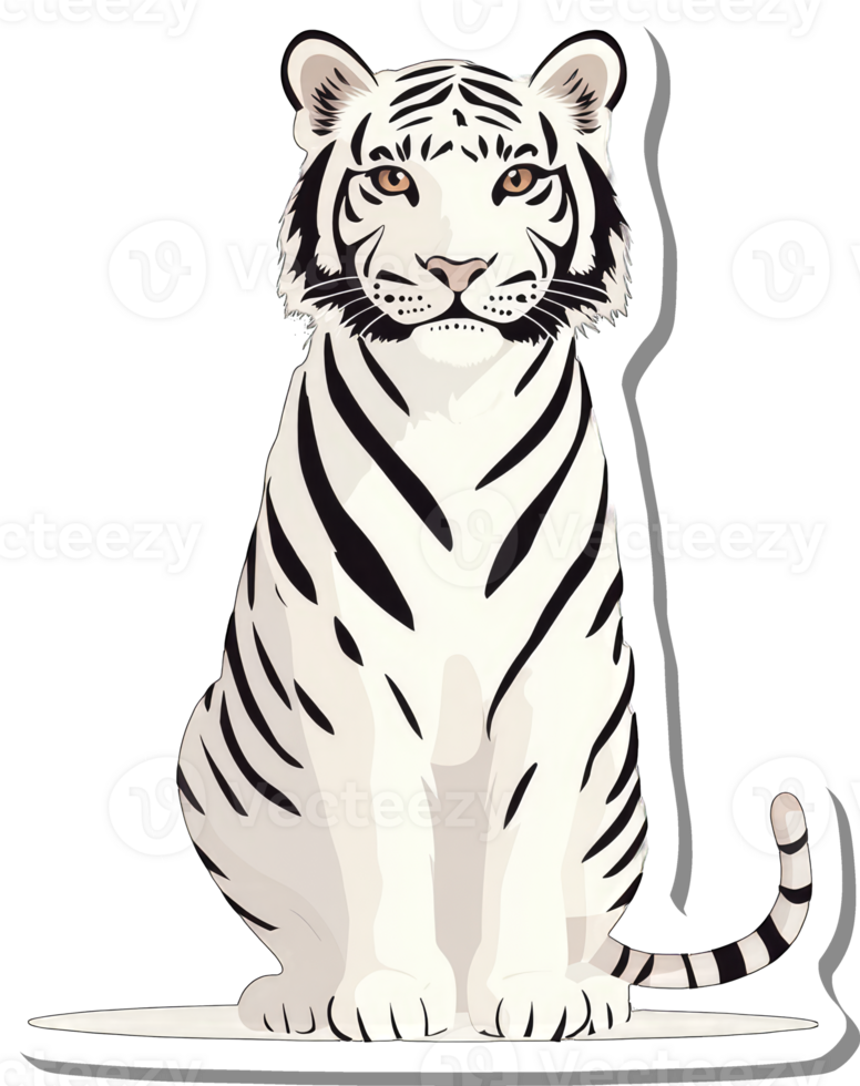 A White Tiger Sitting Calmly and Serene png