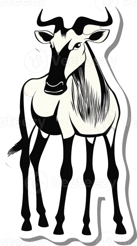 A Black And White Illustration Of A Wildebeest png