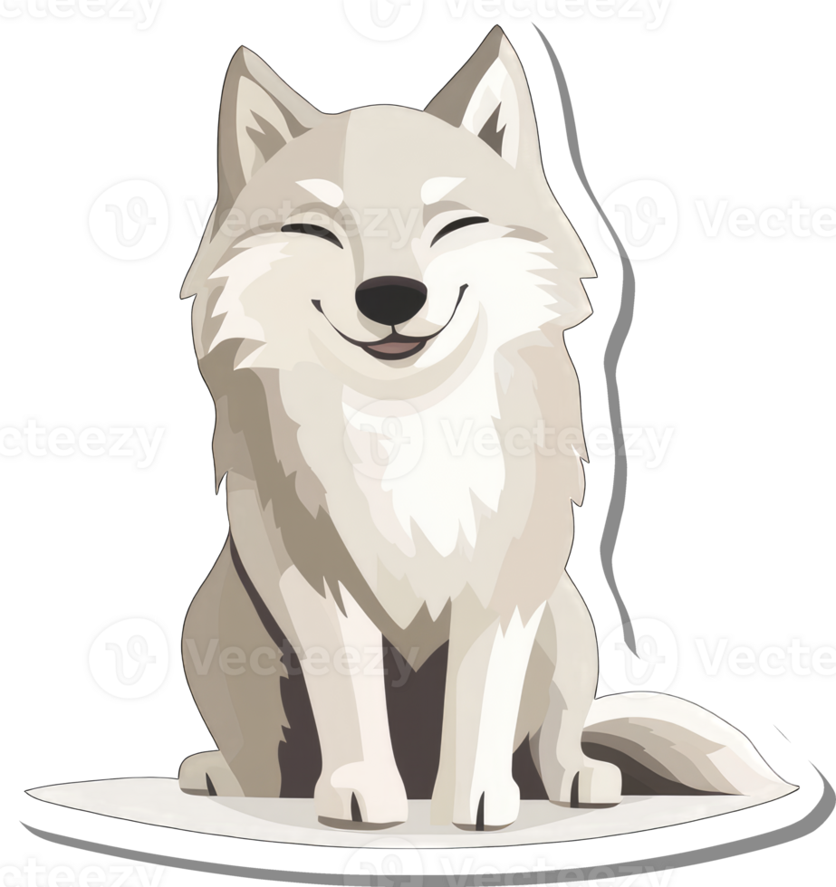 A Happy Smiling Arctic Wolf Sitting Down png