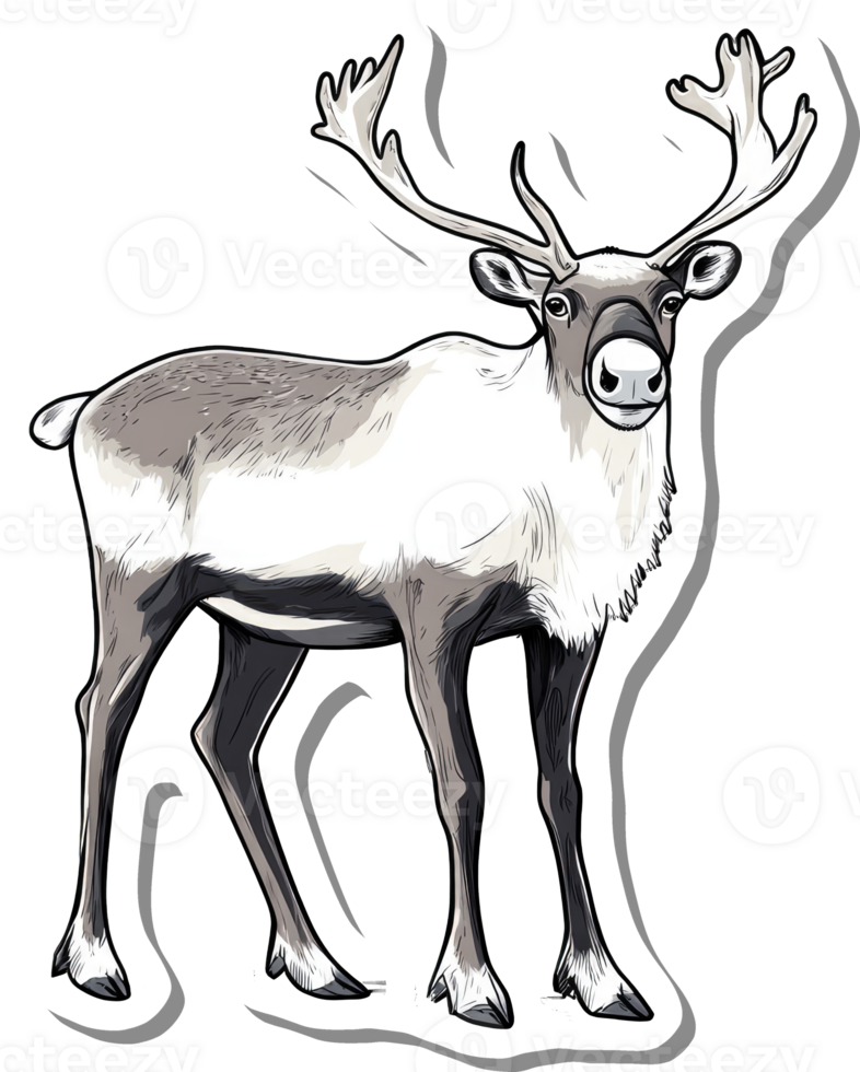 A detailed illustration of a caribou reindeer png