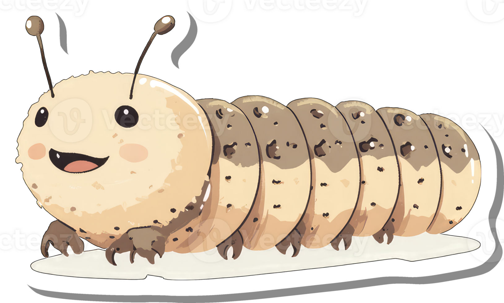 A Happy Cartoon Caterpillar Crawls Along png
