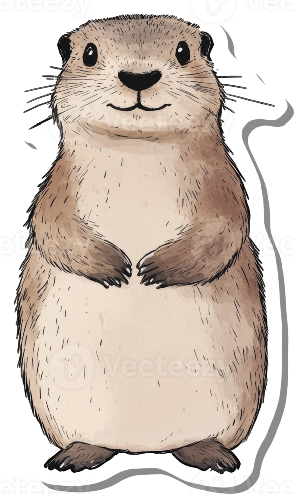 An adorable illustration of a happy river otter png