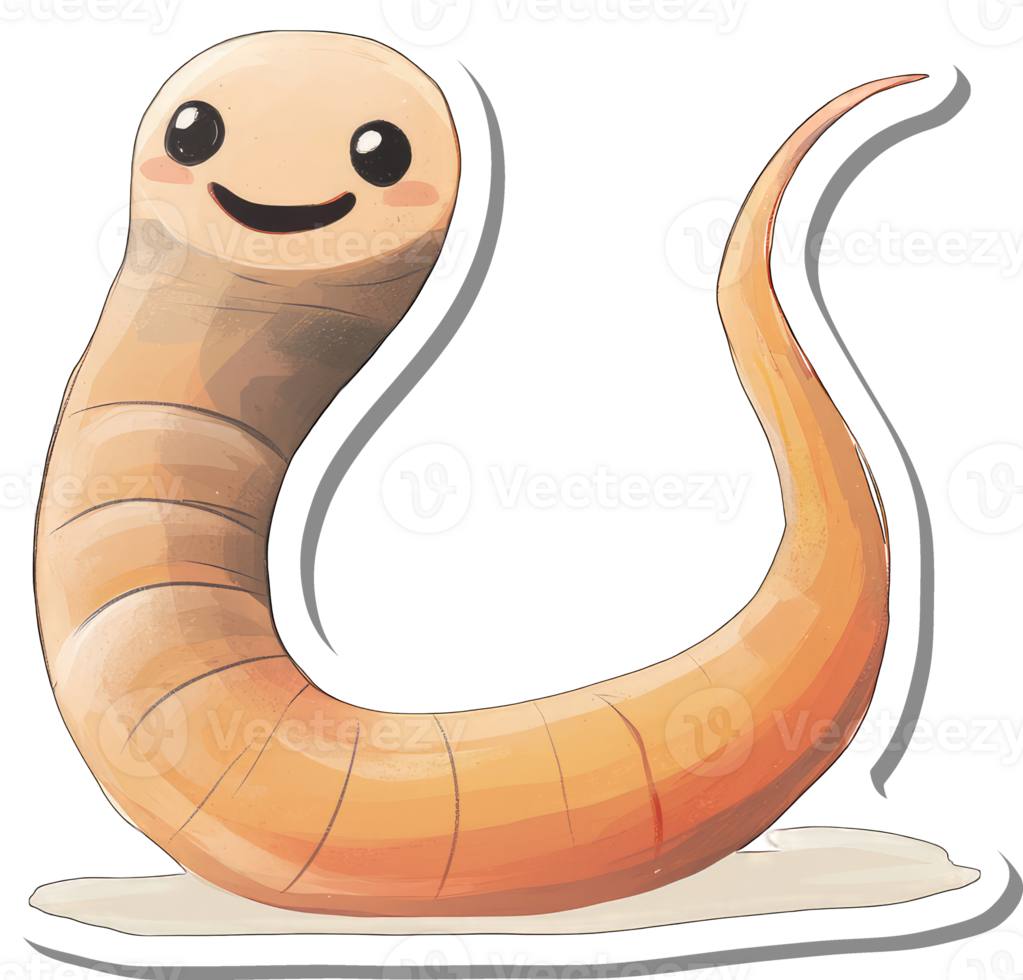 A Happy Orange Worm Cartoon Character Smiles png