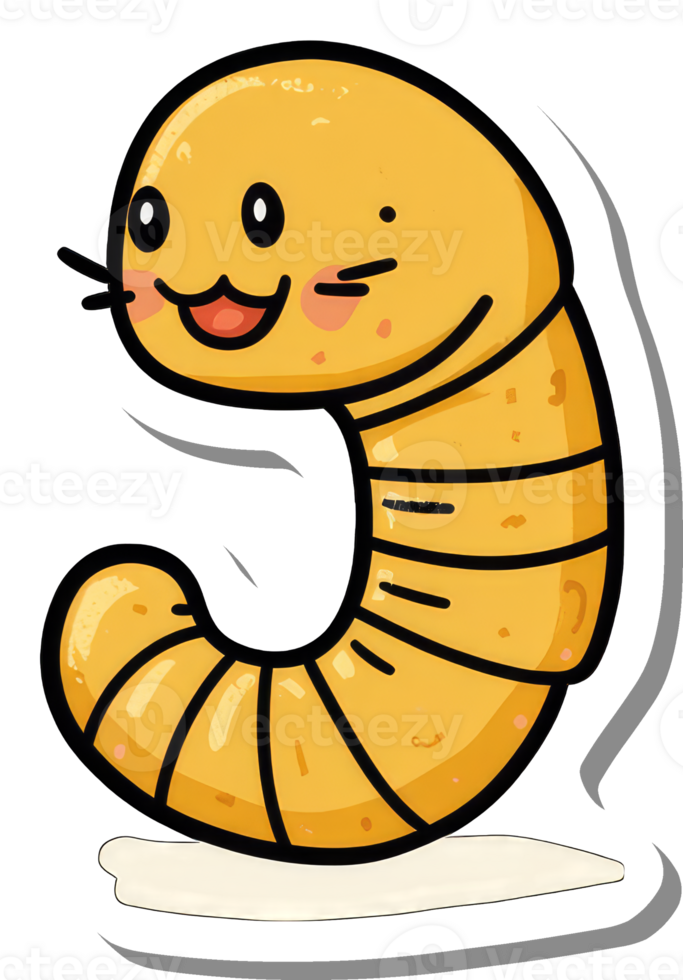 Adorable Yellow Cartoon Worm Character Design png
