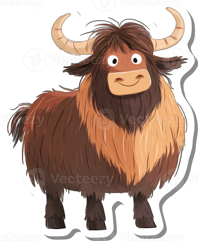 A Happy Smiling Brown Yak With Long Fur png