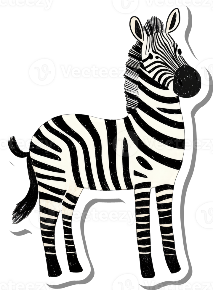 A stylized black and white zebra illustration png