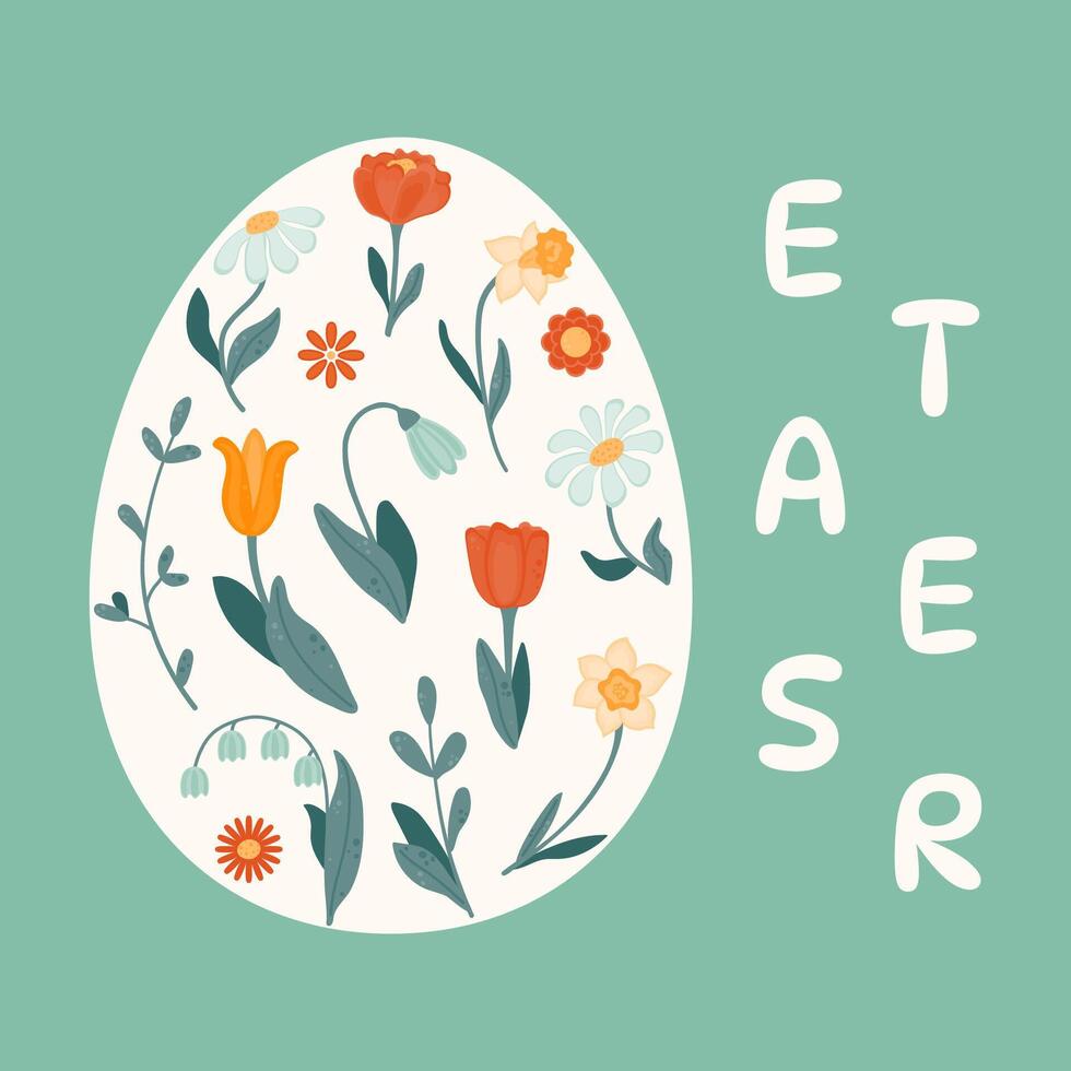 Frame with spring flowers inside. vector