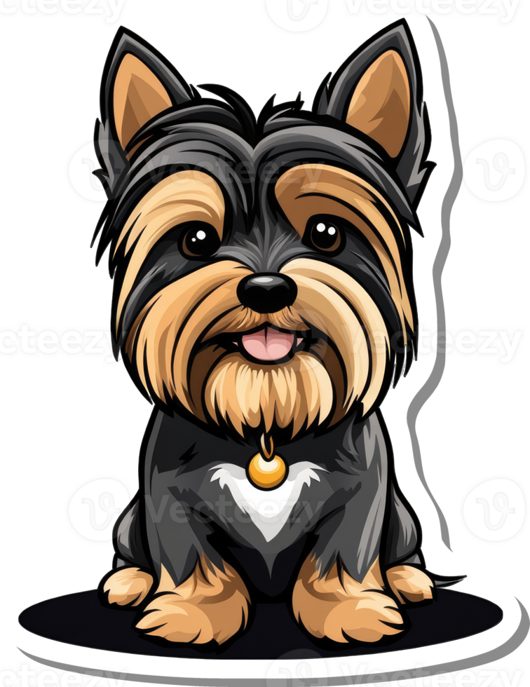 Adorable Yorkshire Terrier Puppy Sitting Wearing Collar png