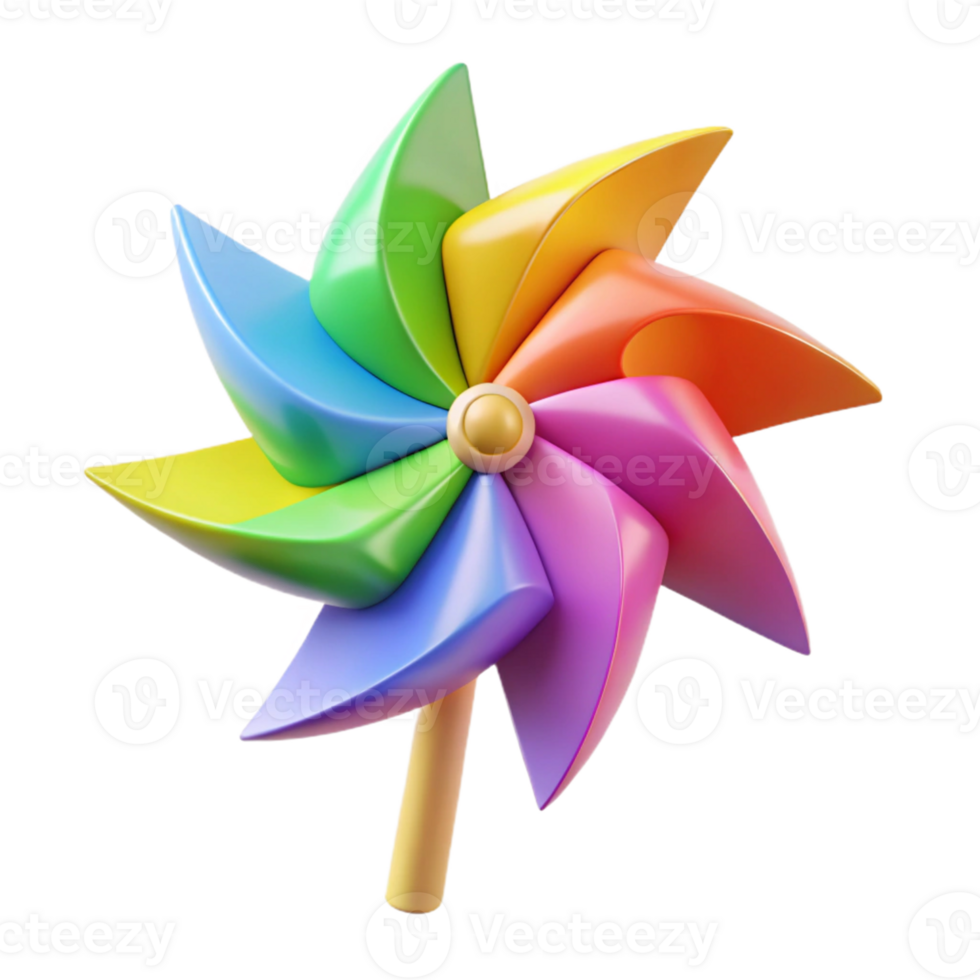 Rainbow Pinwheel Isometric Render png
