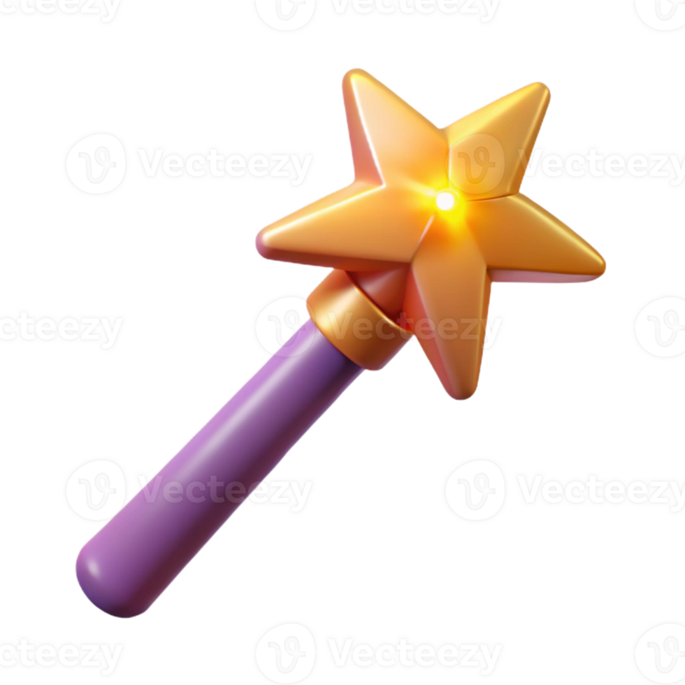 Isometric Magical Star Wand Illustration png