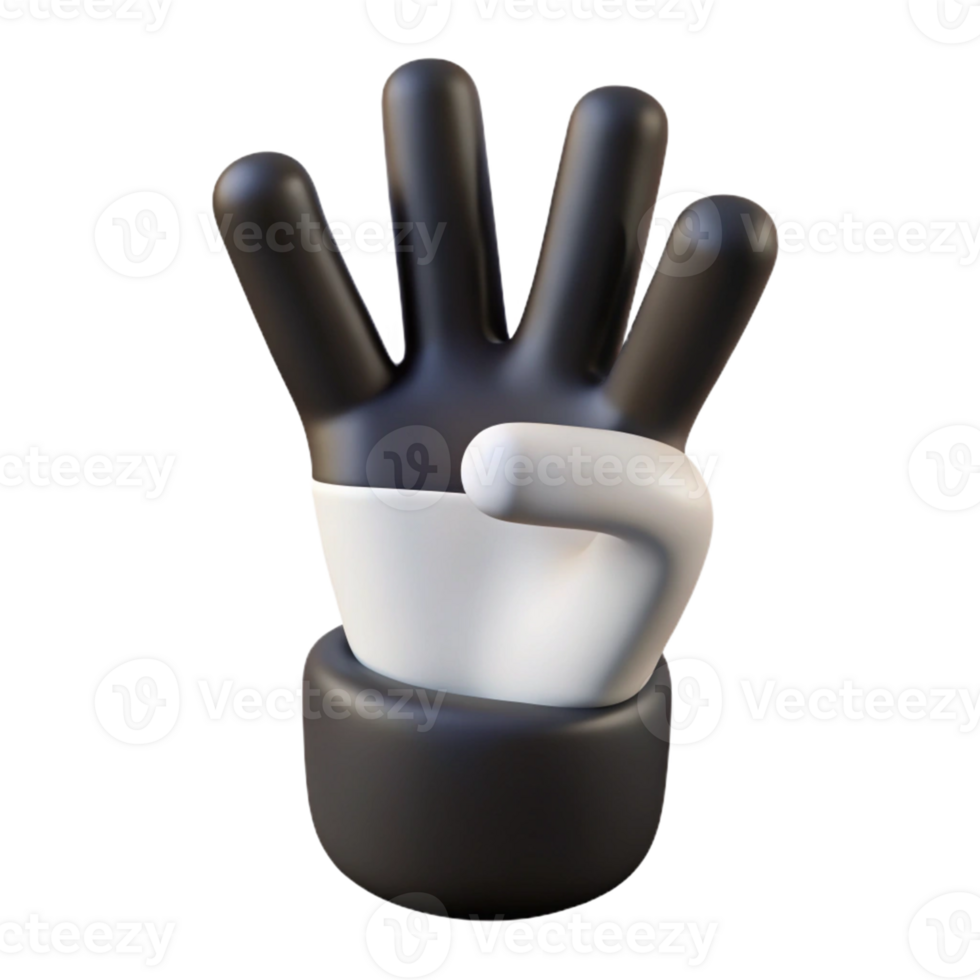 Isometric Render Black and White Hand Gesture png