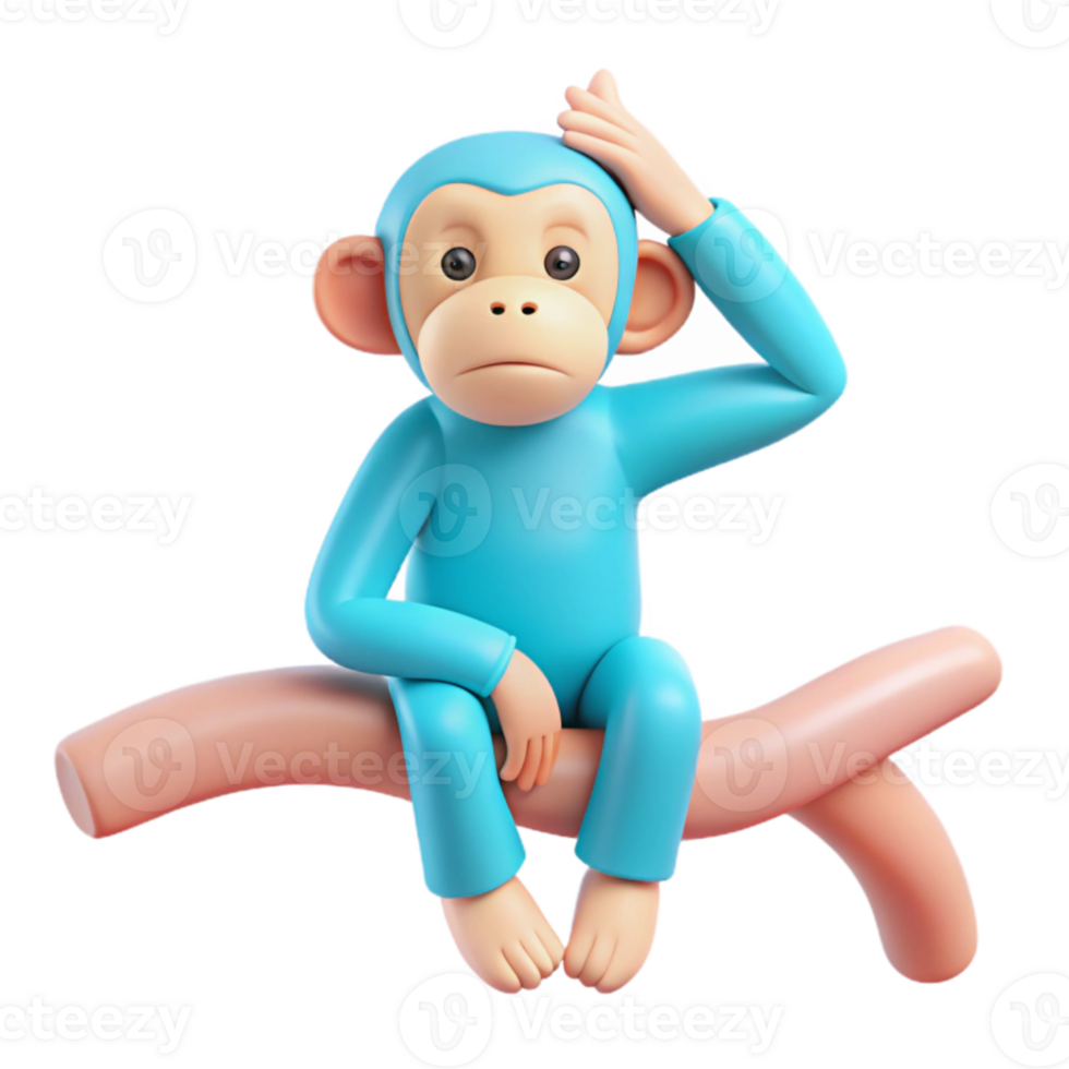 Confused Monkey Sitting on Branch png