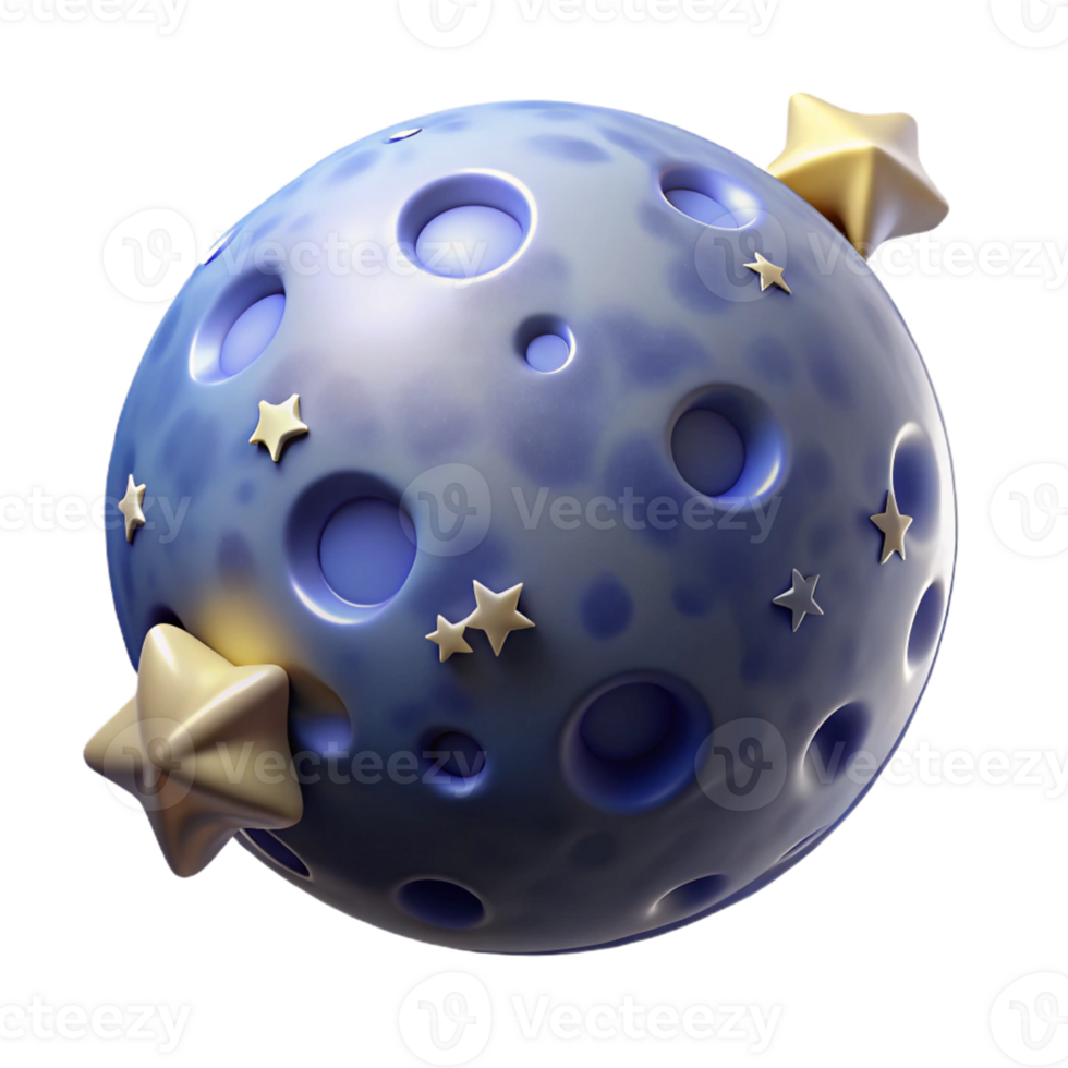 Isometric Blue Planet with Stars png