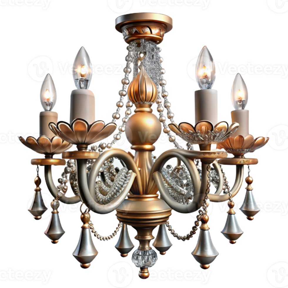 Elegant Crystal Chandelier with Candle-Style Bulbs png
