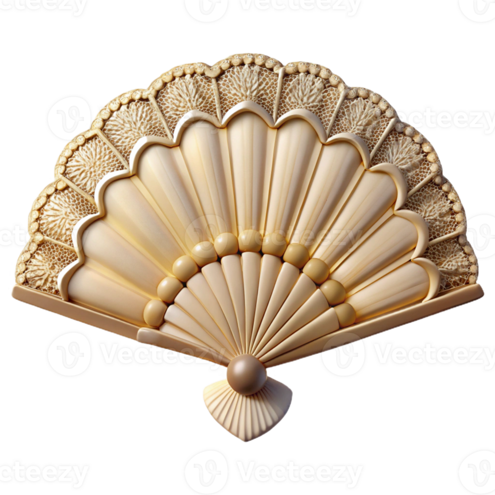 Ornate Golden Fan with Intricate Detail png