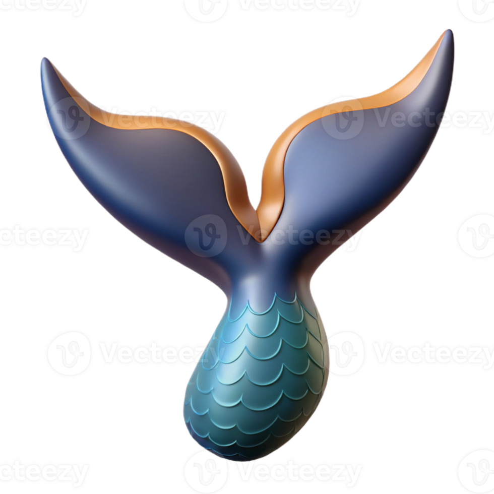 Isometric Render of a Mermaid Tail png