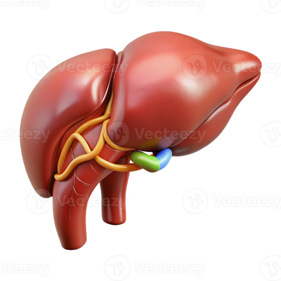 Isometric Model of Human Liver with Bile Duct png