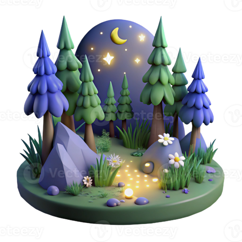 Enchanted Forest Night Scene png