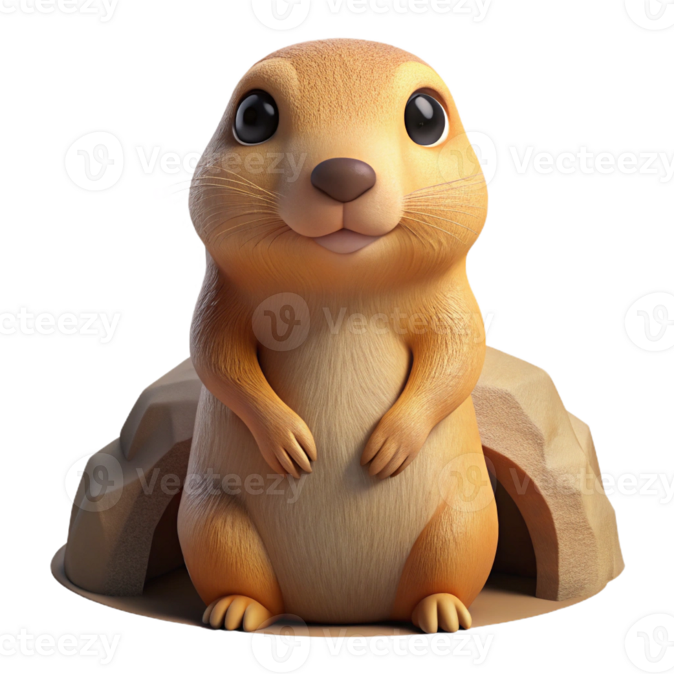 Cute Cartoon Animal Isometric Render png