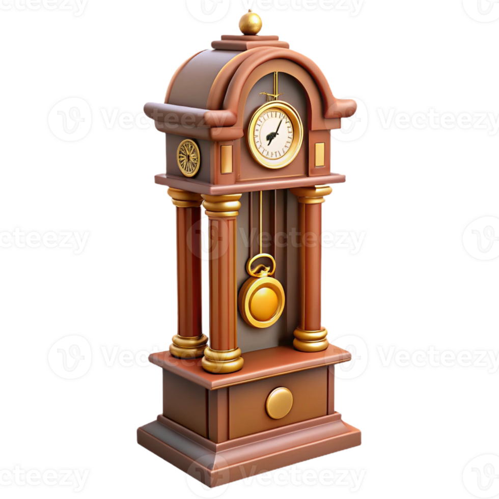 Antique Grandfather Clock with Pendulum png
