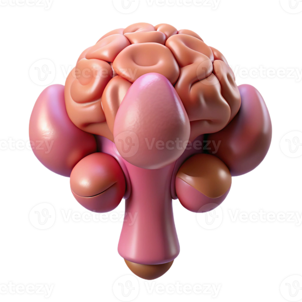 Abstract Isometric Brain-Like Shape png