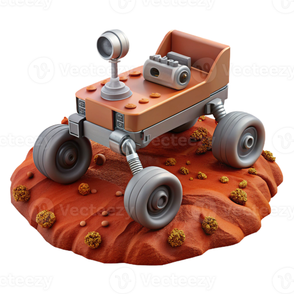 Isometric Rendered Rover on Red Planet Surface png