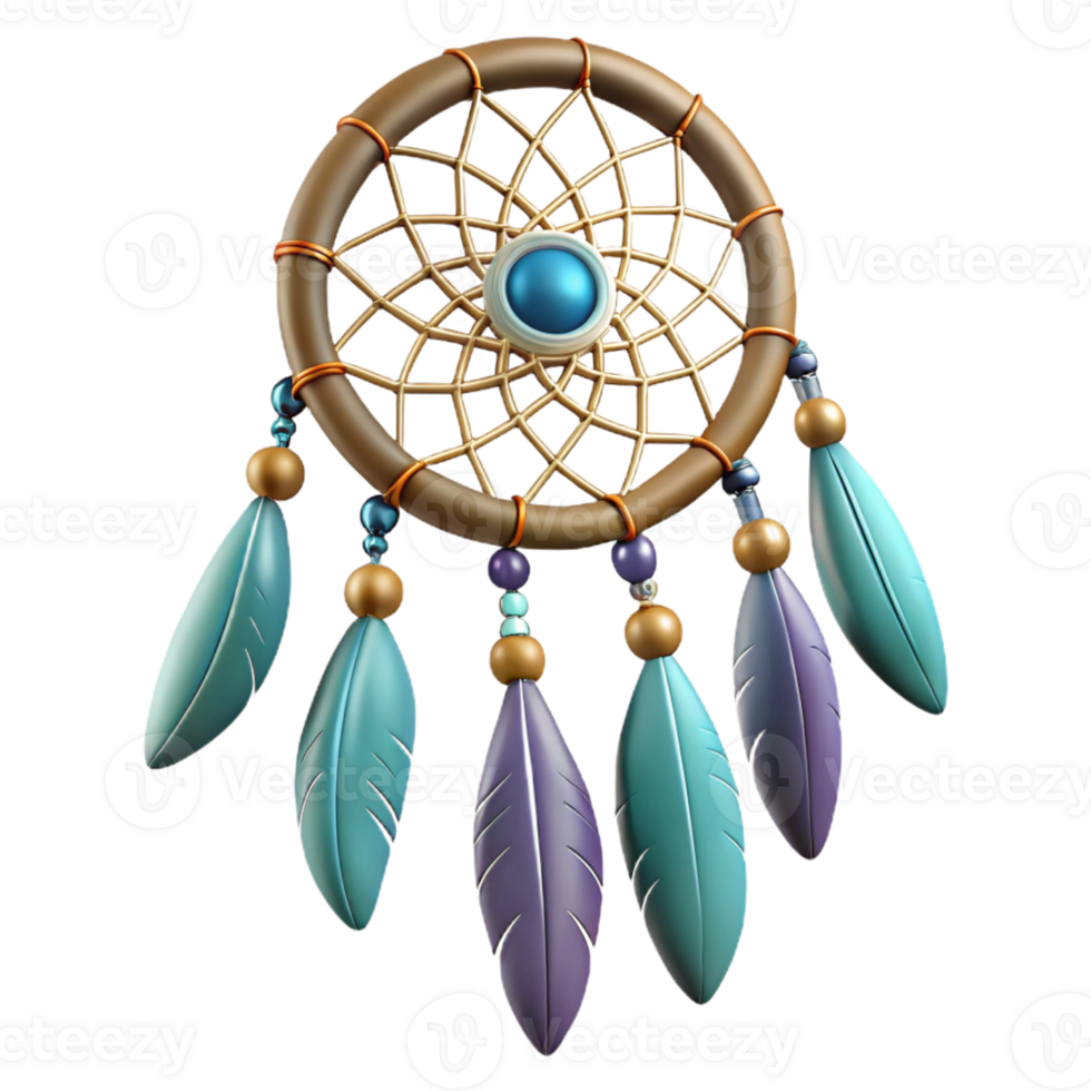 Dreamcatcher with Blue and Purple Feathers png