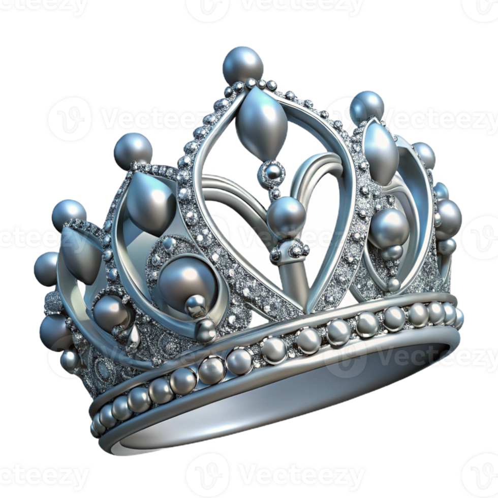 Silver Crown with Pearls and Gems png