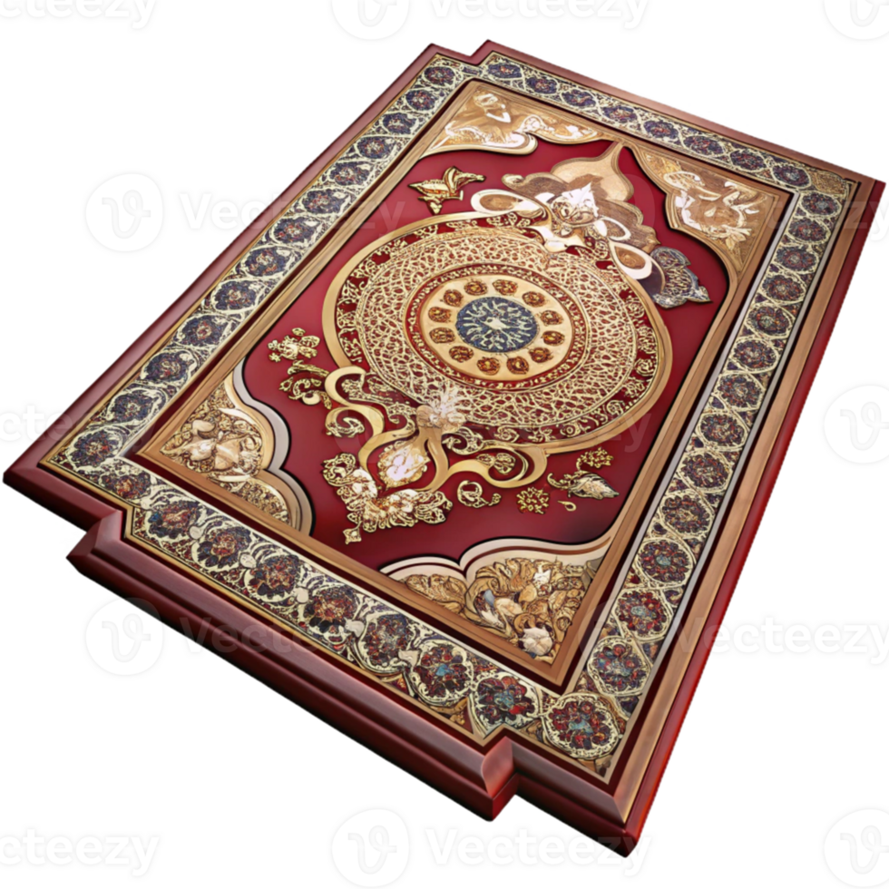 Intricate Ornate Wooden Frame with Red and Gold png