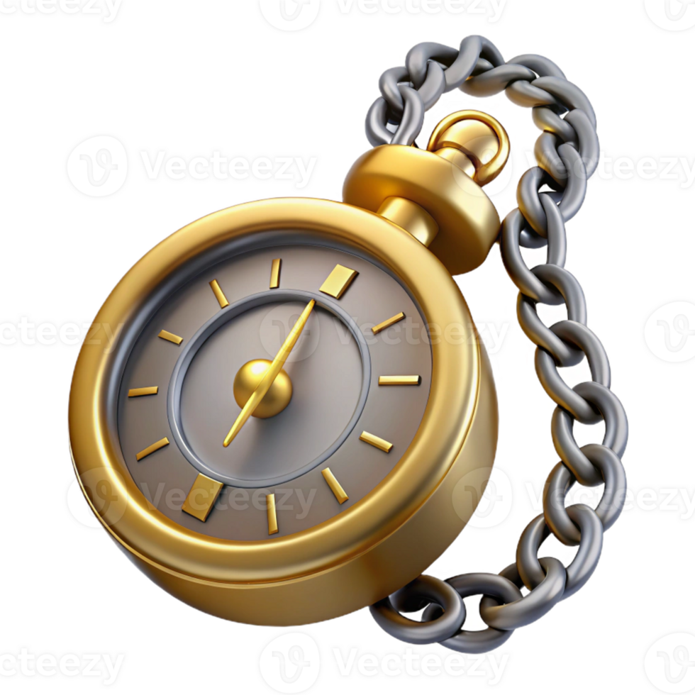Golden Clock with Chain png