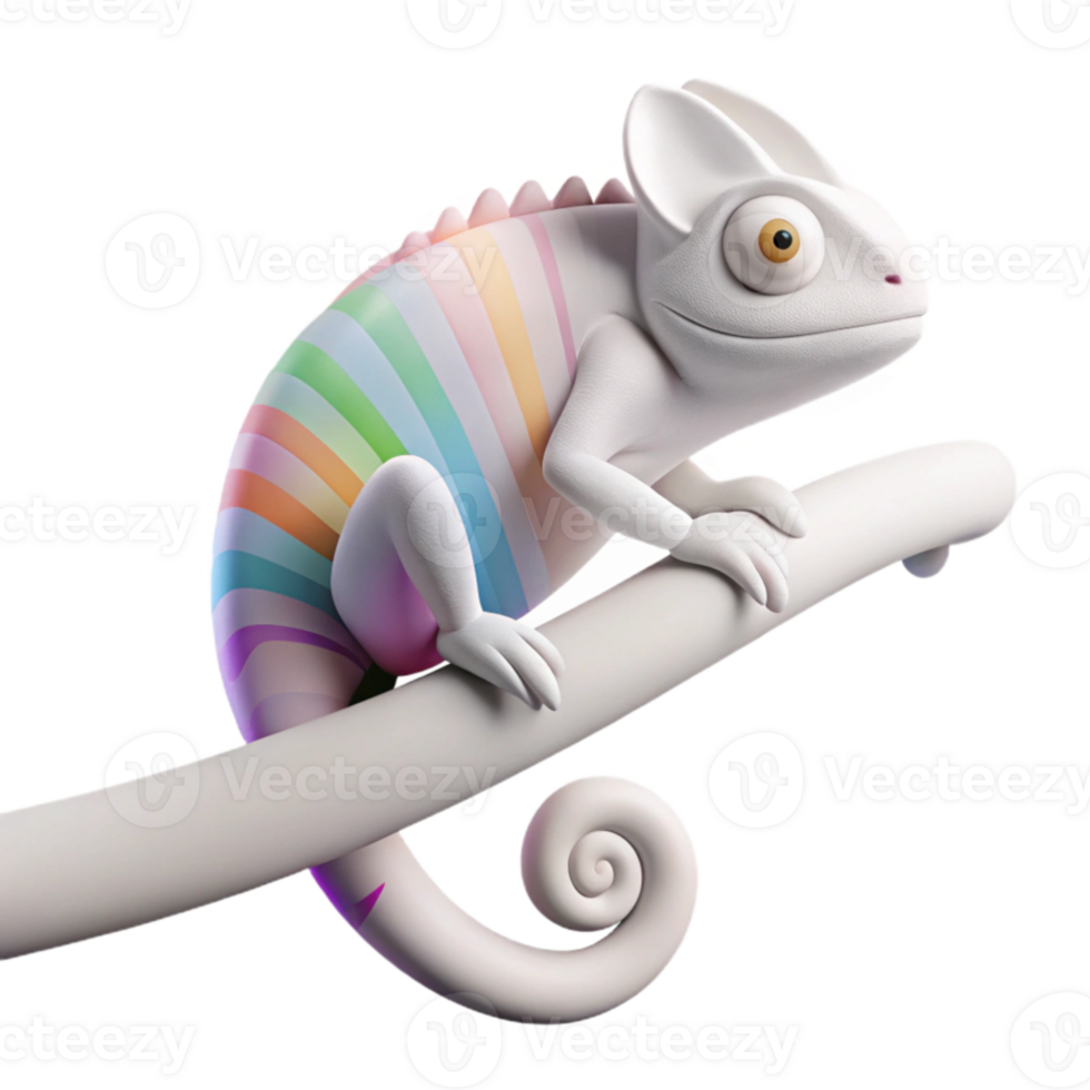 Rainbow Chameleon on Branch png