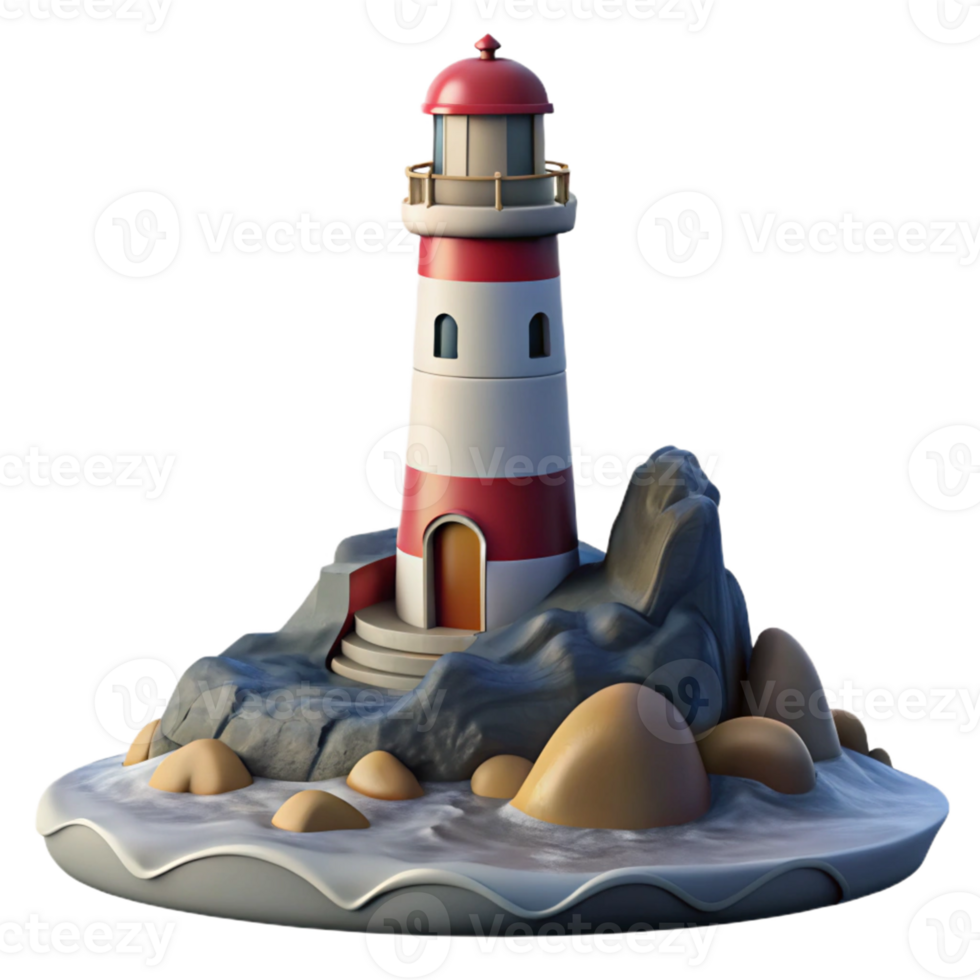 Lighthouse on a Rocky Island png