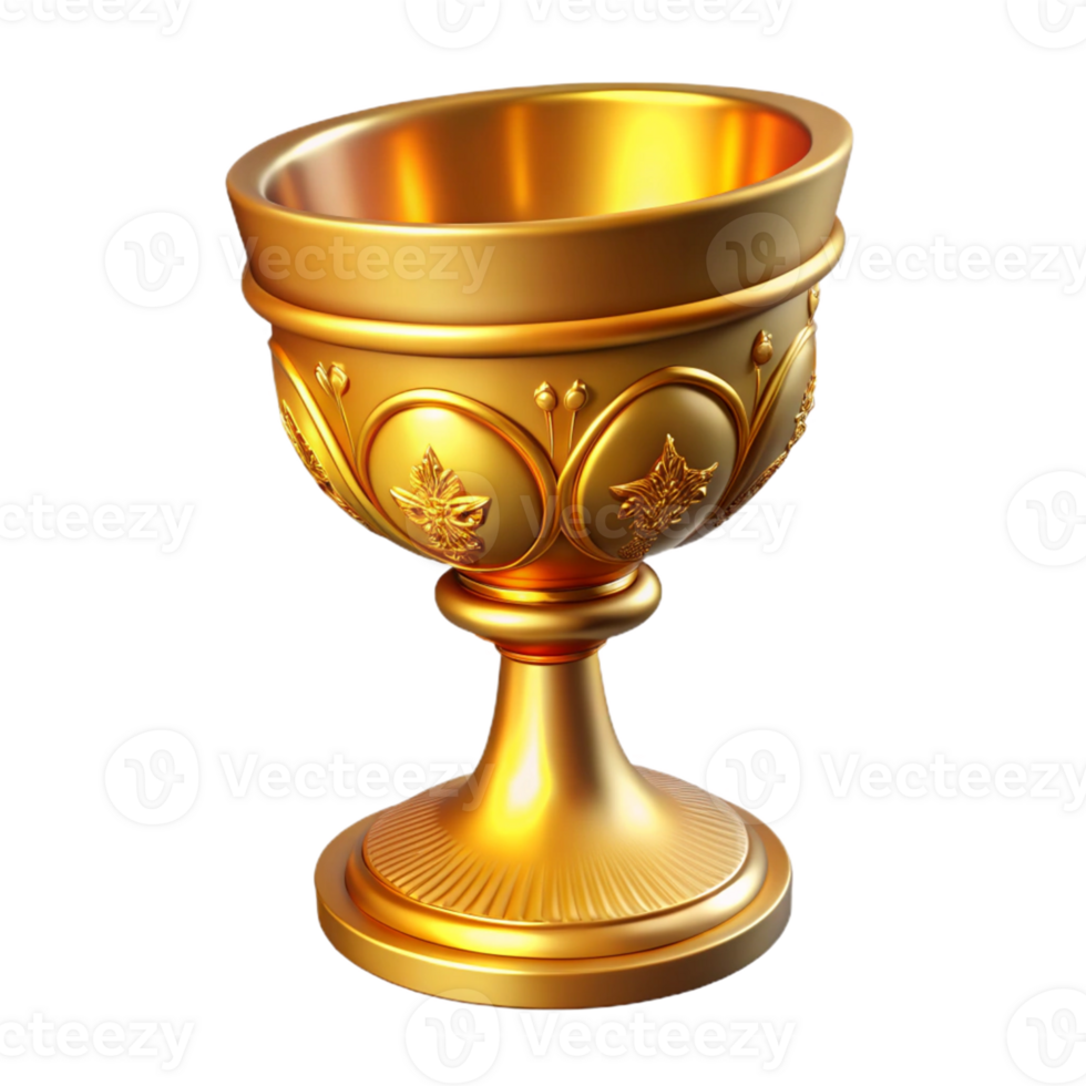 Ornate Golden Chalice with Floral Design png
