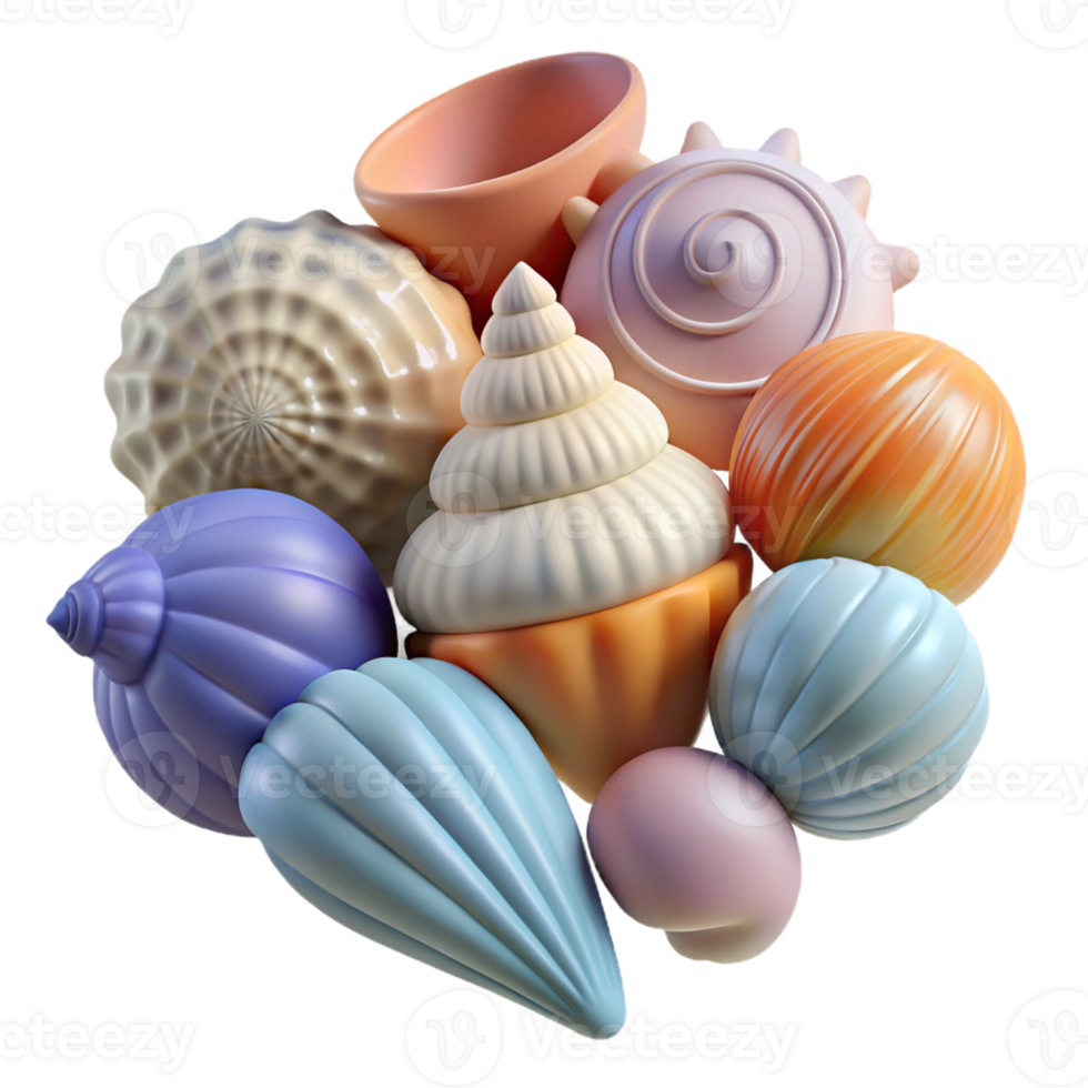 Isometric Abstract Shell Shapes png