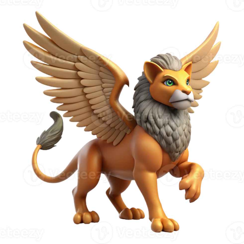 Isometric Illustration of a Winged Lion png
